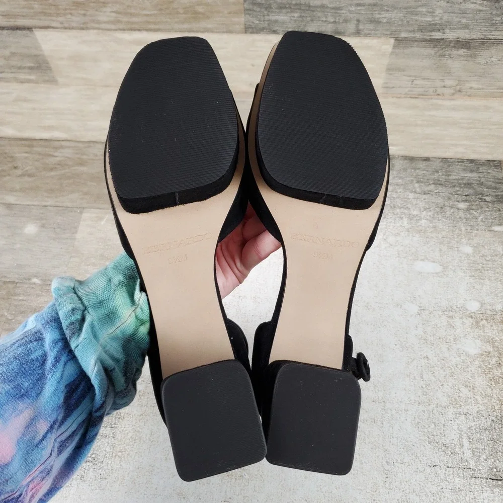 Bernardo Raleigh Womens Sandals Sz 9.5 M Black Open Toe Platform Block Heel